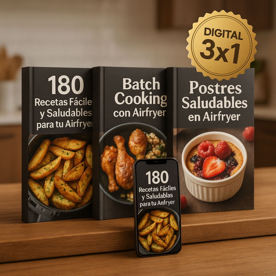 Combo 3x1 Recetas Airfryer → 180 Recetas + 2 Regalos 🎁