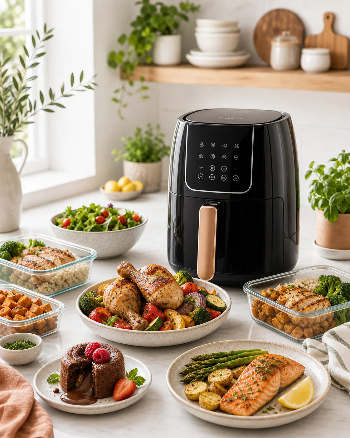 Platos variados preparados con airfryer
