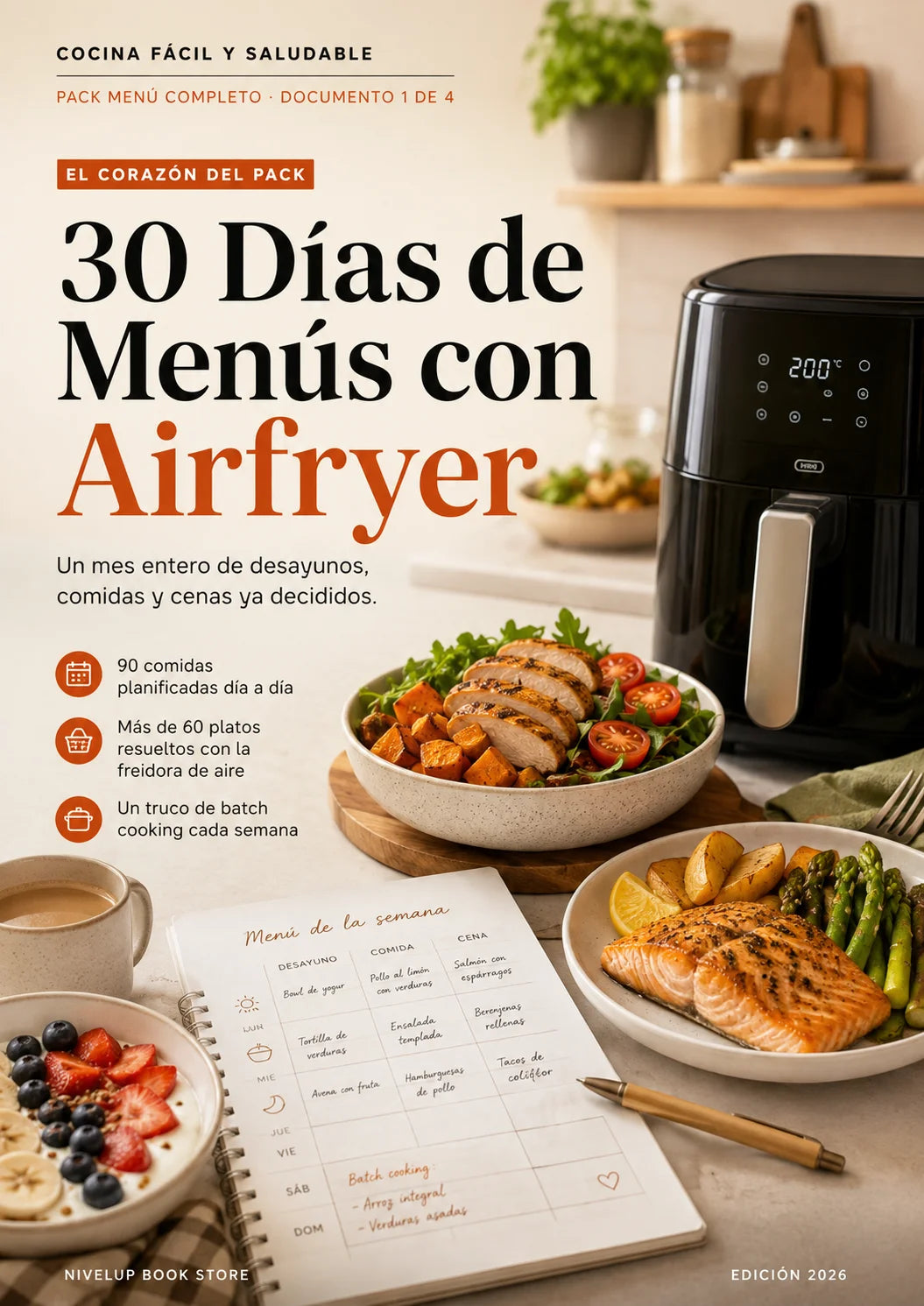 Planificador 30 Días de Menús con Airfryer